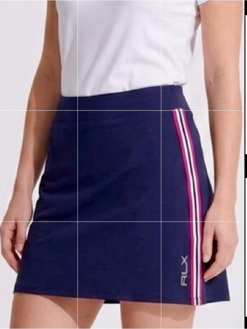 RLX Navy Athletic Tennis/Golf skirt with Red & White Stripe along both sides